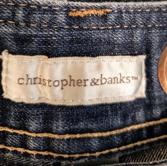 Christopher & Banks Capri Cropped Denim Blue Jeans Hi Rise Darkwash Size 4 - Picture 6 of 13